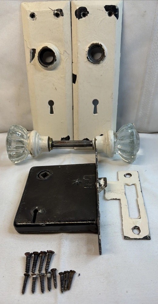 Mortise Antique Door Lock With Back Plates Spindle Knobs And Screws