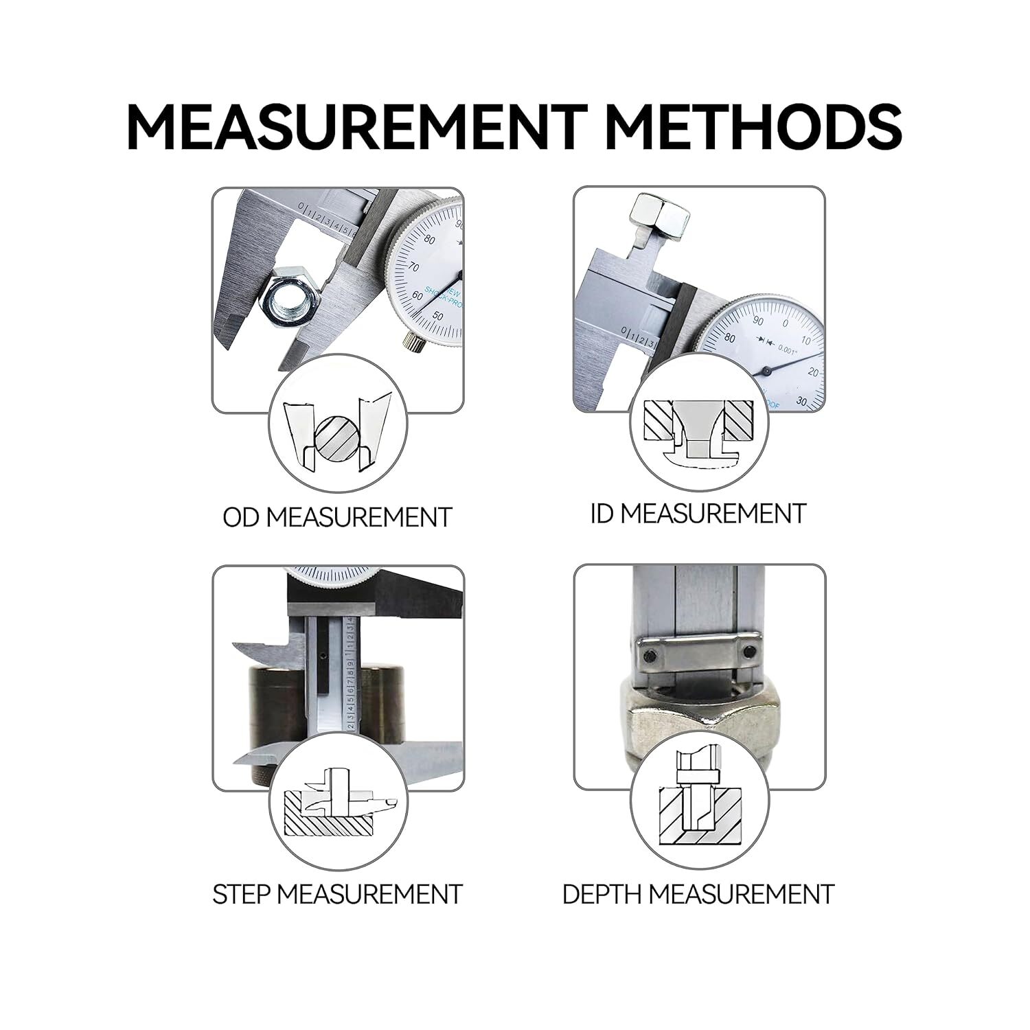HFS(R) 0- 6" Stainless 4 Way Dial Caliper Imperial Caliper .001" Shock Proof