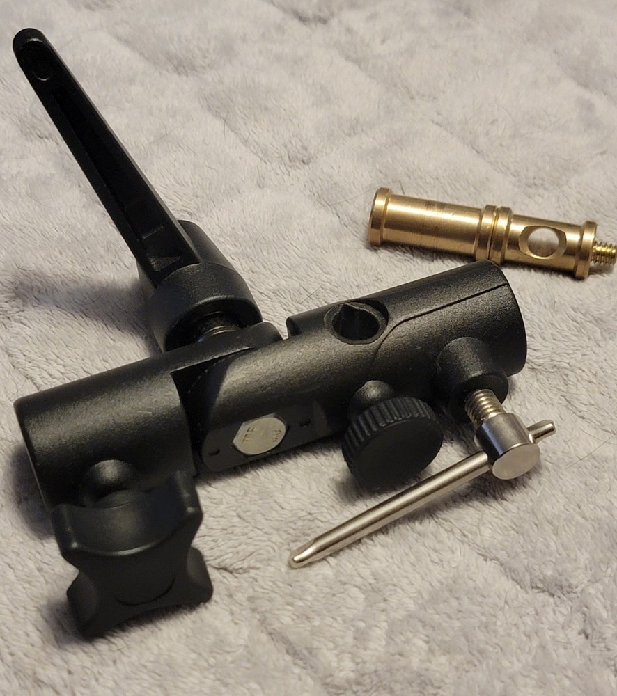 Used Camera Umbrella Adapter Bracket Bundle Swivel Reversible Threaded Studs