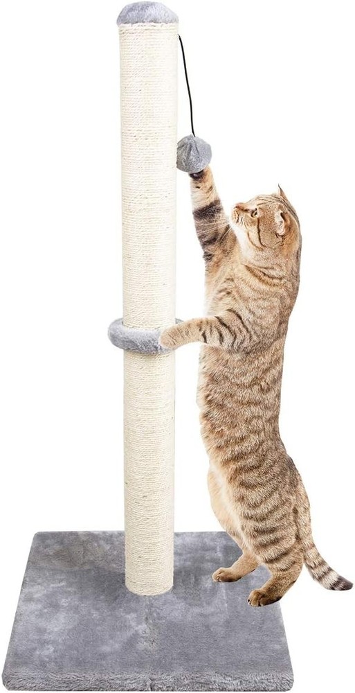 34" Vertical Cat Scratching Post with Interactive Ball for Healthy Claw Care