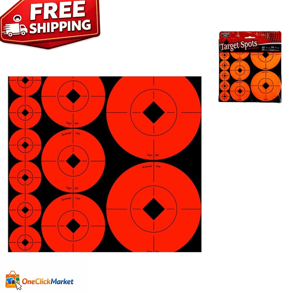 Assorted Size Self-Adhesive Targets in Radiant Orange for Gun Practice