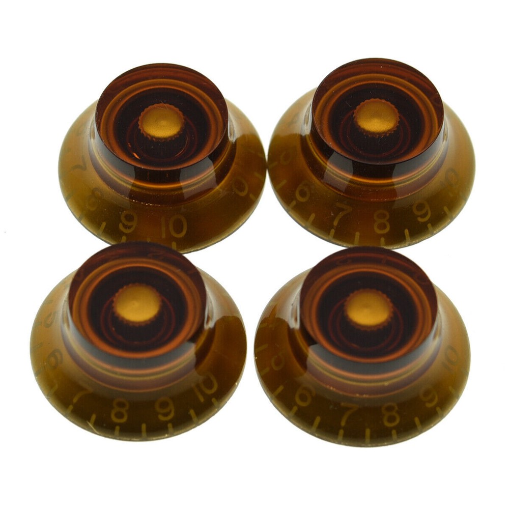 KAISH Guitar Bell Knobs 24 Fine Splines Top Hat Knobs fits Gibson Les Paul Amber