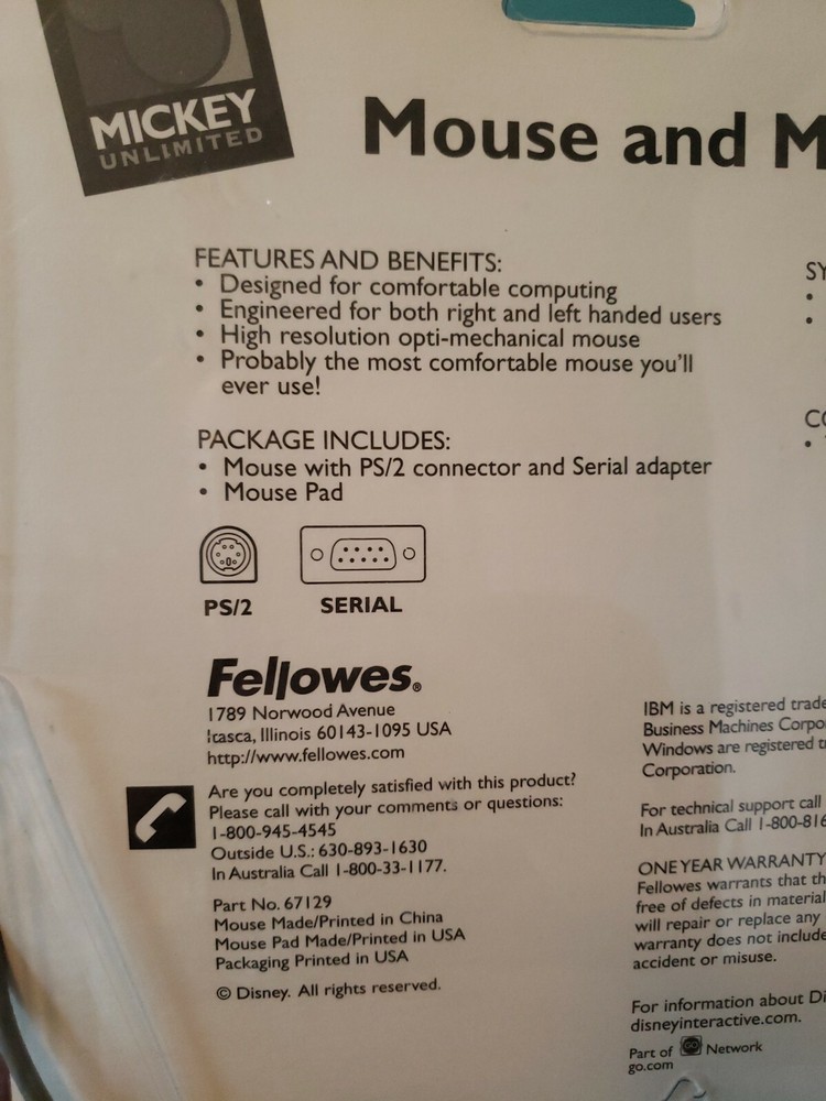 Fellowes Mouse & Mouse Pad Set Mickey Mouse