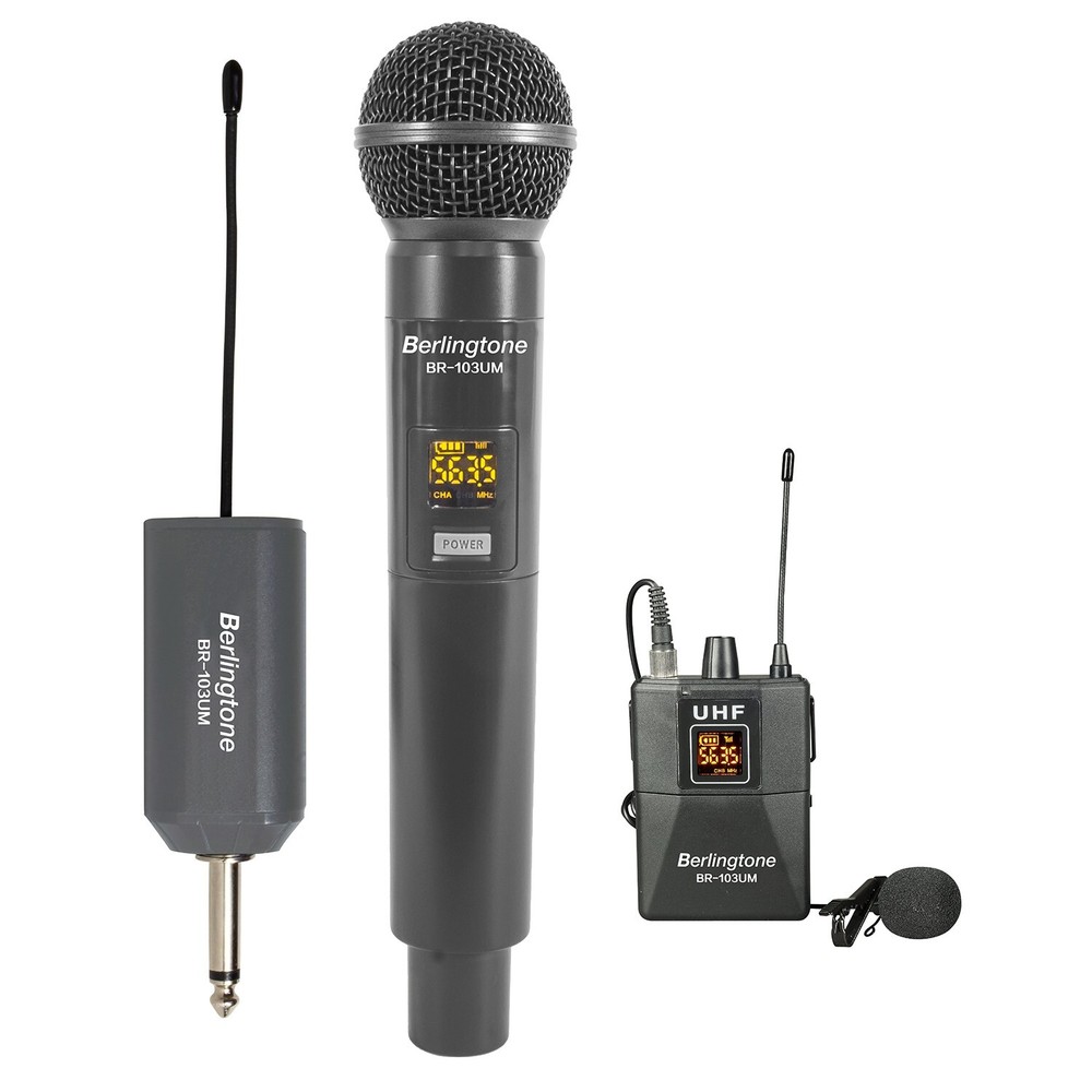 Berlingtone BR-103UM Dual UHF Wireless Microphone System, Headset, 96 adjustable