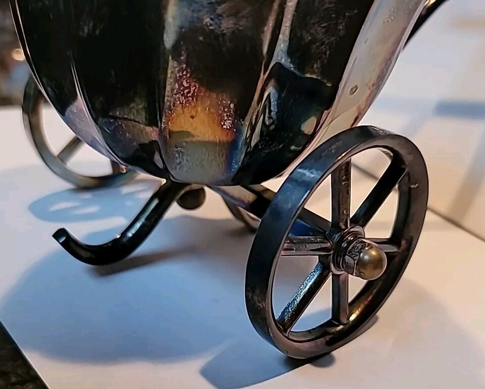 Vtg. Silverplate Wheeled Wagon Caddy, Server. Italy