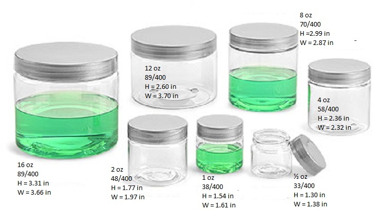 100sets - 1 oz Clear Basic Jar 38/400 PET w/ CHOICE of caps-100sets FREE SHIPP