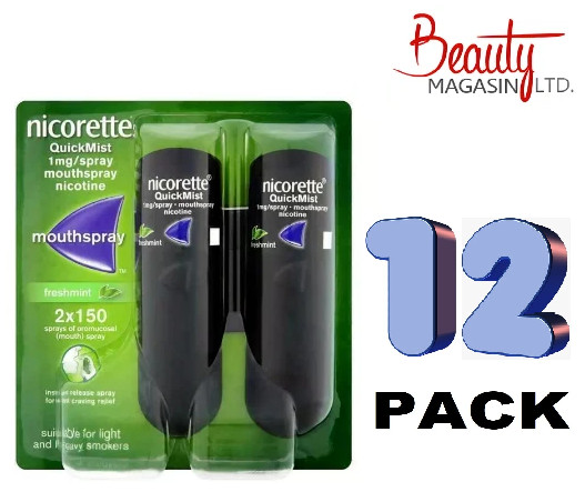 12 x NICORETTE Quickmist DUO  2 x 150 - FREE SHIP TO USA