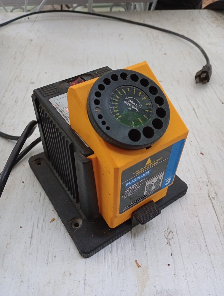 Plasplugs Power Base W/ Knife Scissors & Drill Sharpener Tested/Working