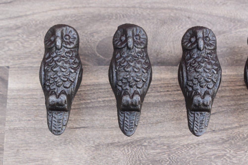 Vintage OWL Shape cast iron cabinet drawer door knobs handles pull rustic 10 pcs