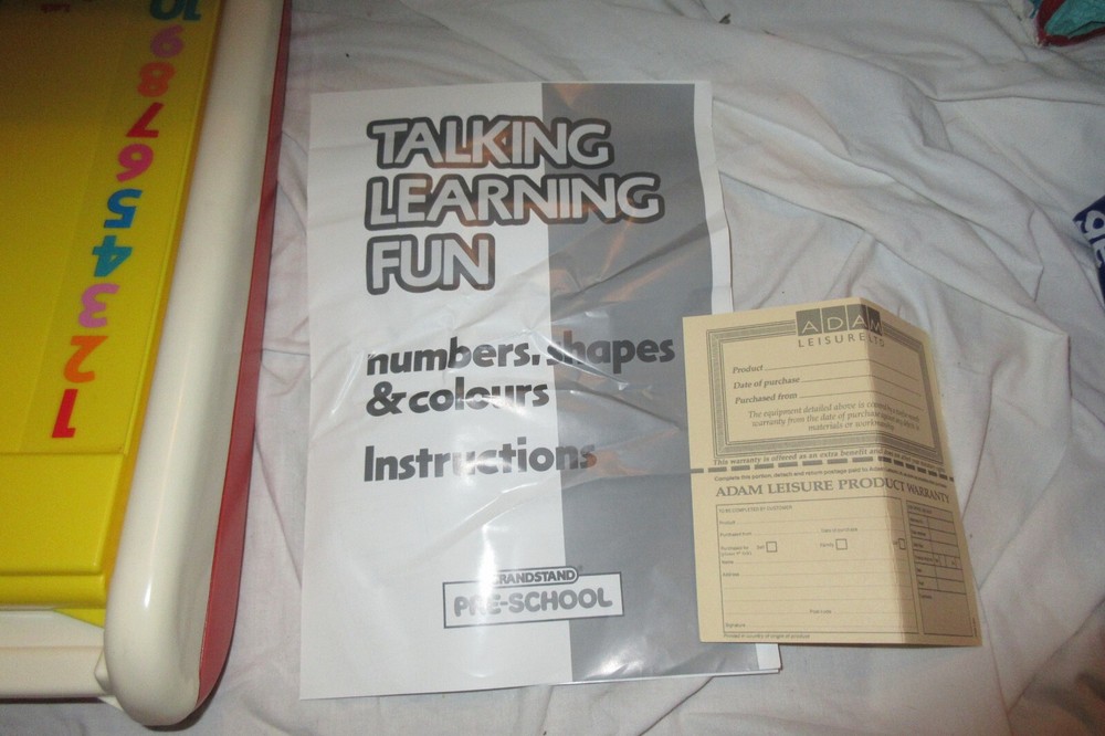 GRANDSTAND ELECTRONIC, TALKING LEARNING FUN, PRE-SCHOOL NUMBERS SHAPES 1989