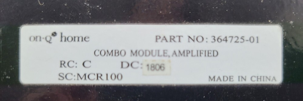 ONQ 364725-01 12VDC AMPLIFIED 6X8 ADVANCED COMBO MODULE