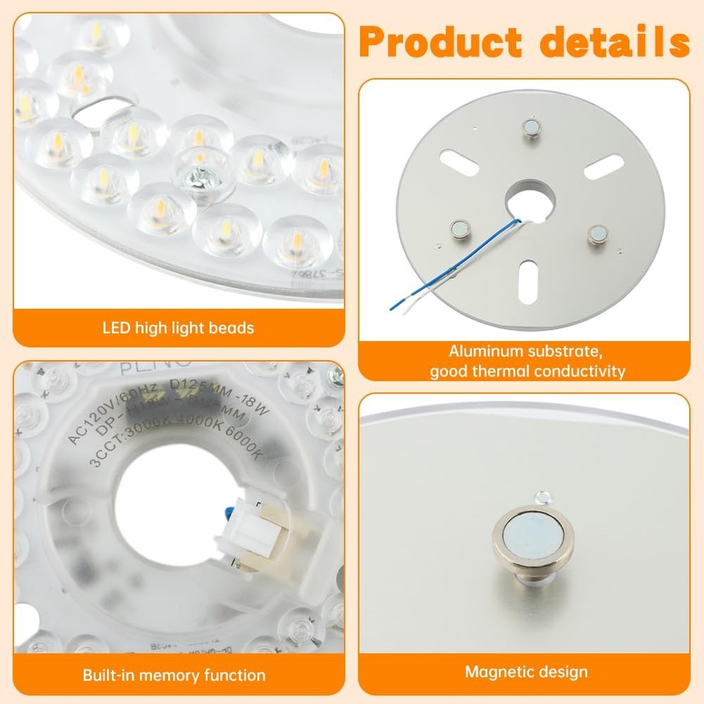 Ceiling Fan LED Light Retrofit Dimmable Panel 4.9 in 18W Module