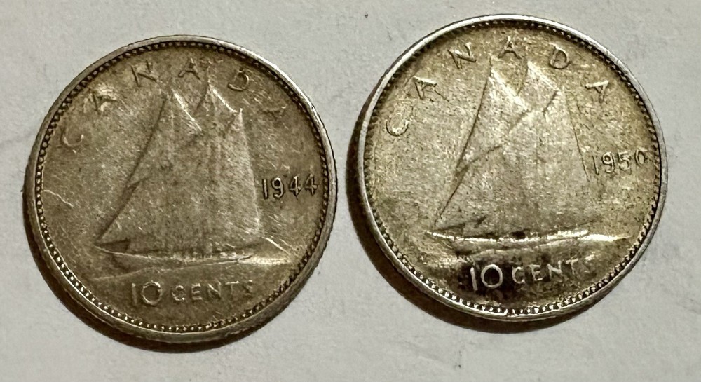 1944 & 1950 CANADA 10 CENT  COINS