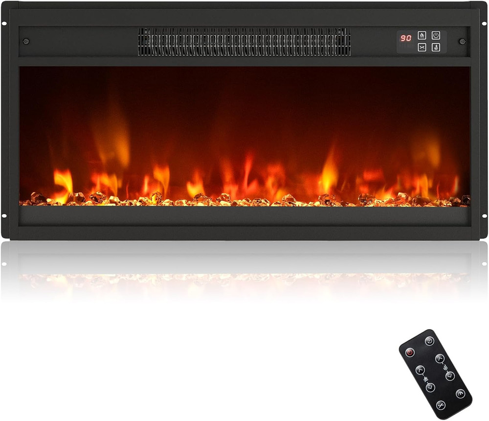 26" Electric Fireplace Insert with Remote & Colorful Flame Effects