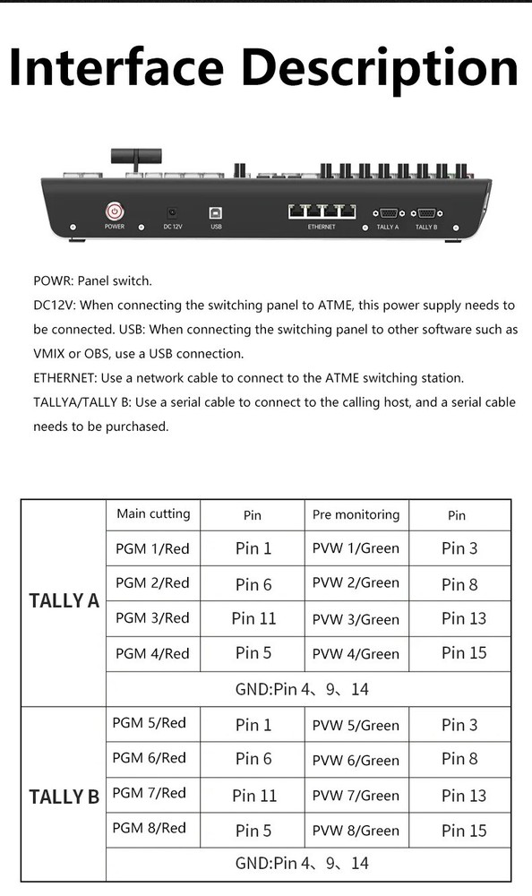 TYST TY-K1700HD Video Panel Switcher Support Controlling BMD ATEM 1 M/E series