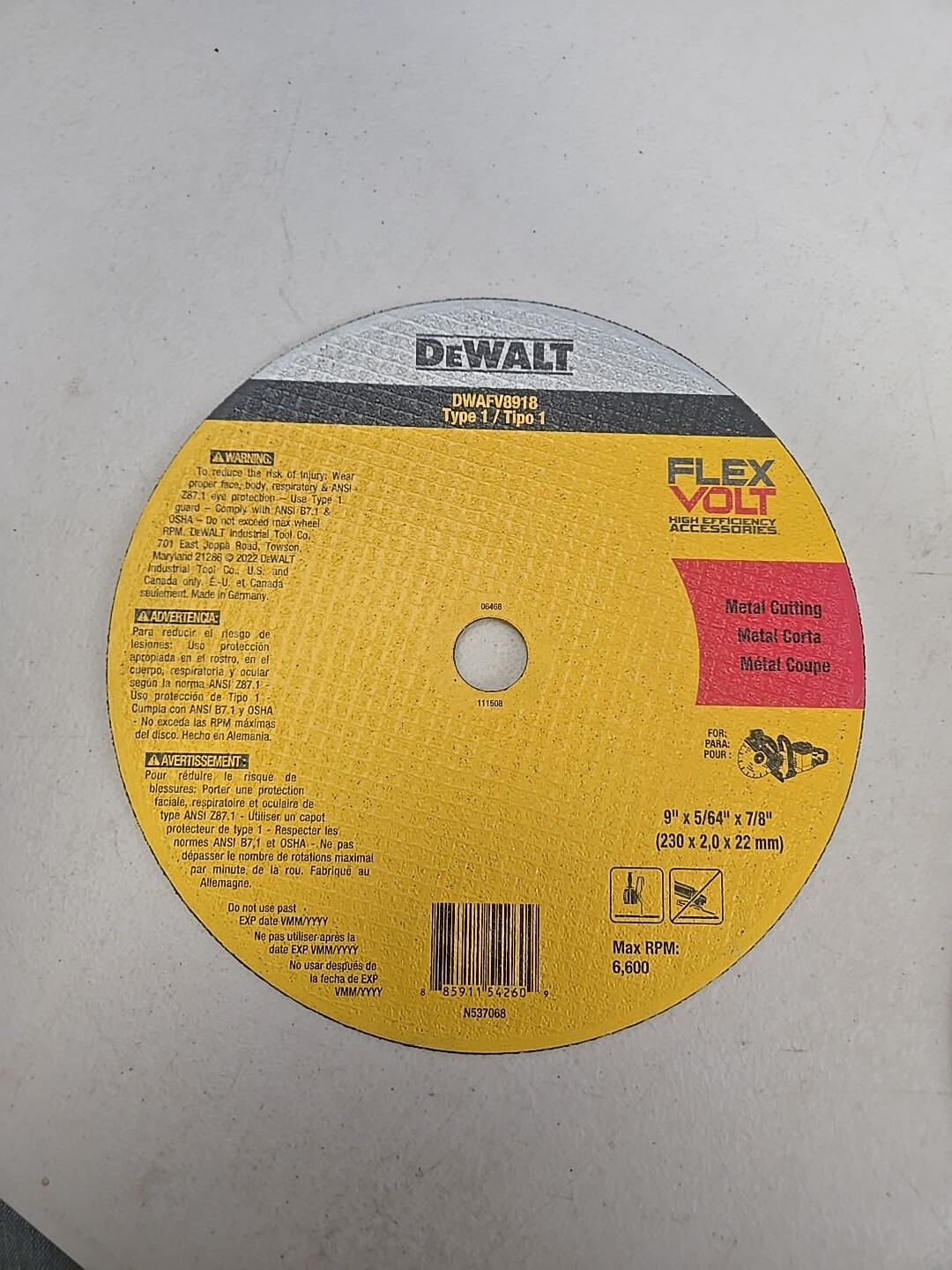 Dewalt Thin Cut-Off Wheel DWAFV 8919 9" X 5/64" X 7/8" 10 Pack New No Box