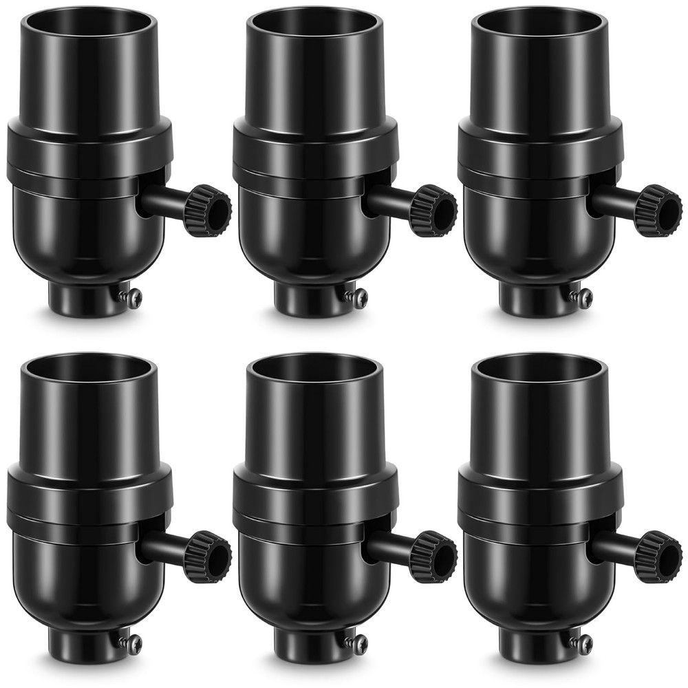 6 Pcs E26 3-Way Lamp Socket Replacement, UL Listed, Turn Switch for Table/Floor