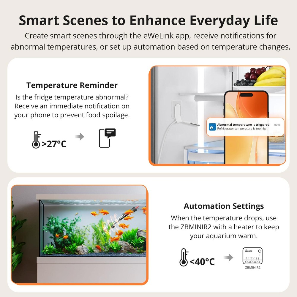 SONOFF IP65 Zigbee LCD Smart Thermometer Probe Temperature Detection with Probe
