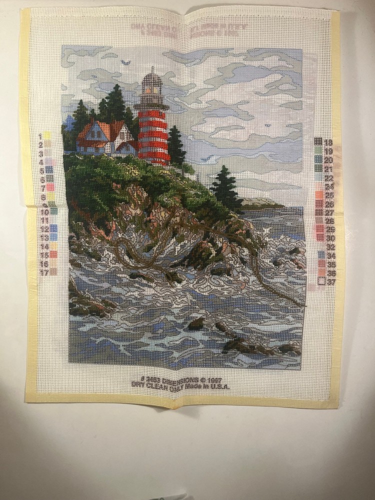 Dimensions Needlepoint Kit #2453 "The Lighthouse" - Started