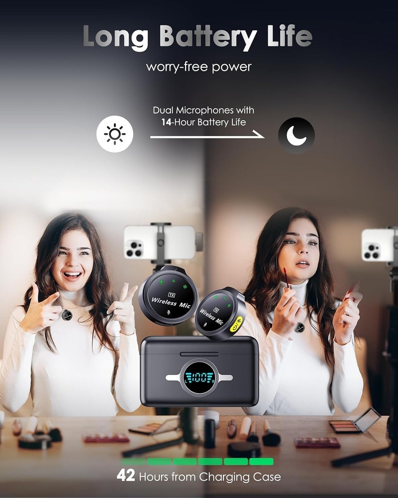 2.4GHz Noise-Canceling Wireless Mic for iPhone & Android - Instant Setup & Use