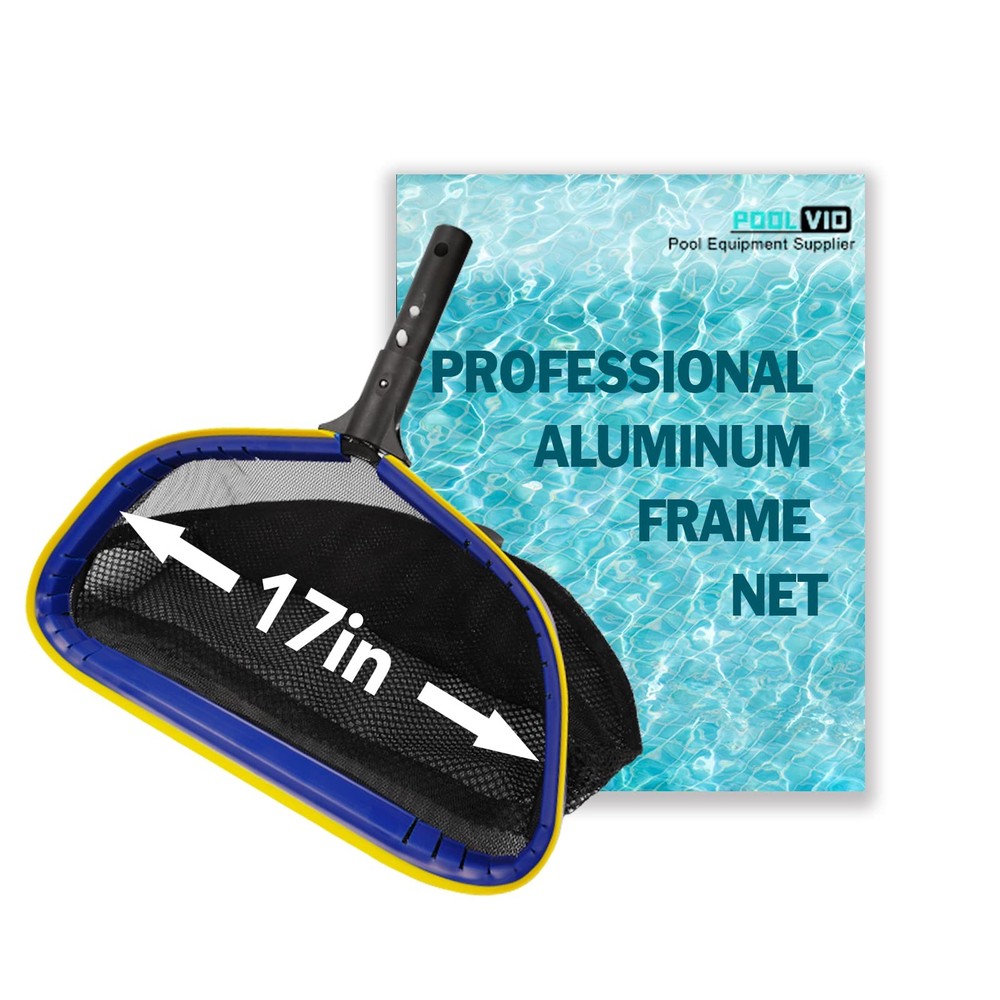 Poolvio Pool Deep Skimmer Net with 3ft-10ft 1.0mm Thick Adjustable Telescopic