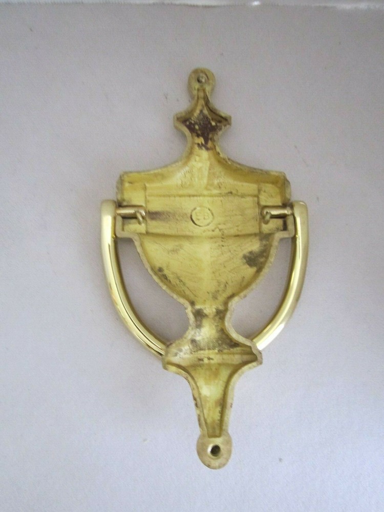 SOLID HEAVY BRASS VINTAGE DOOR KNOCKER ENGRAVEABLE MARKED EB ON BACK