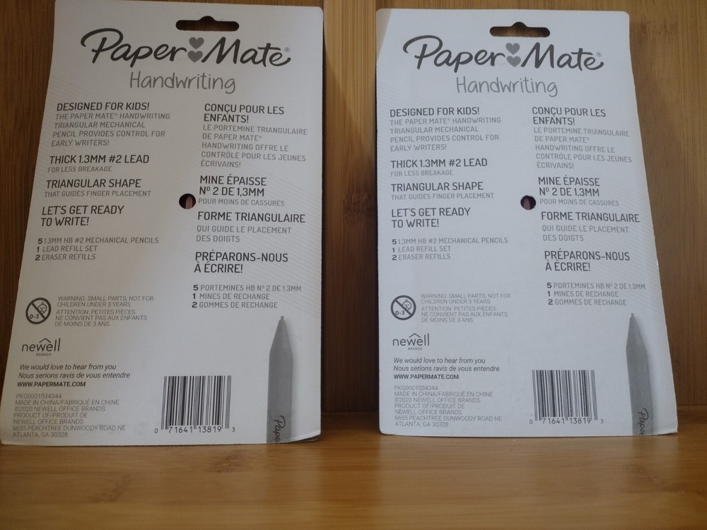 Handwriting Triangular Mec/ Pencil Set w/ Lead & Eraser, 1.3 mm, 8 Count-Pack 2