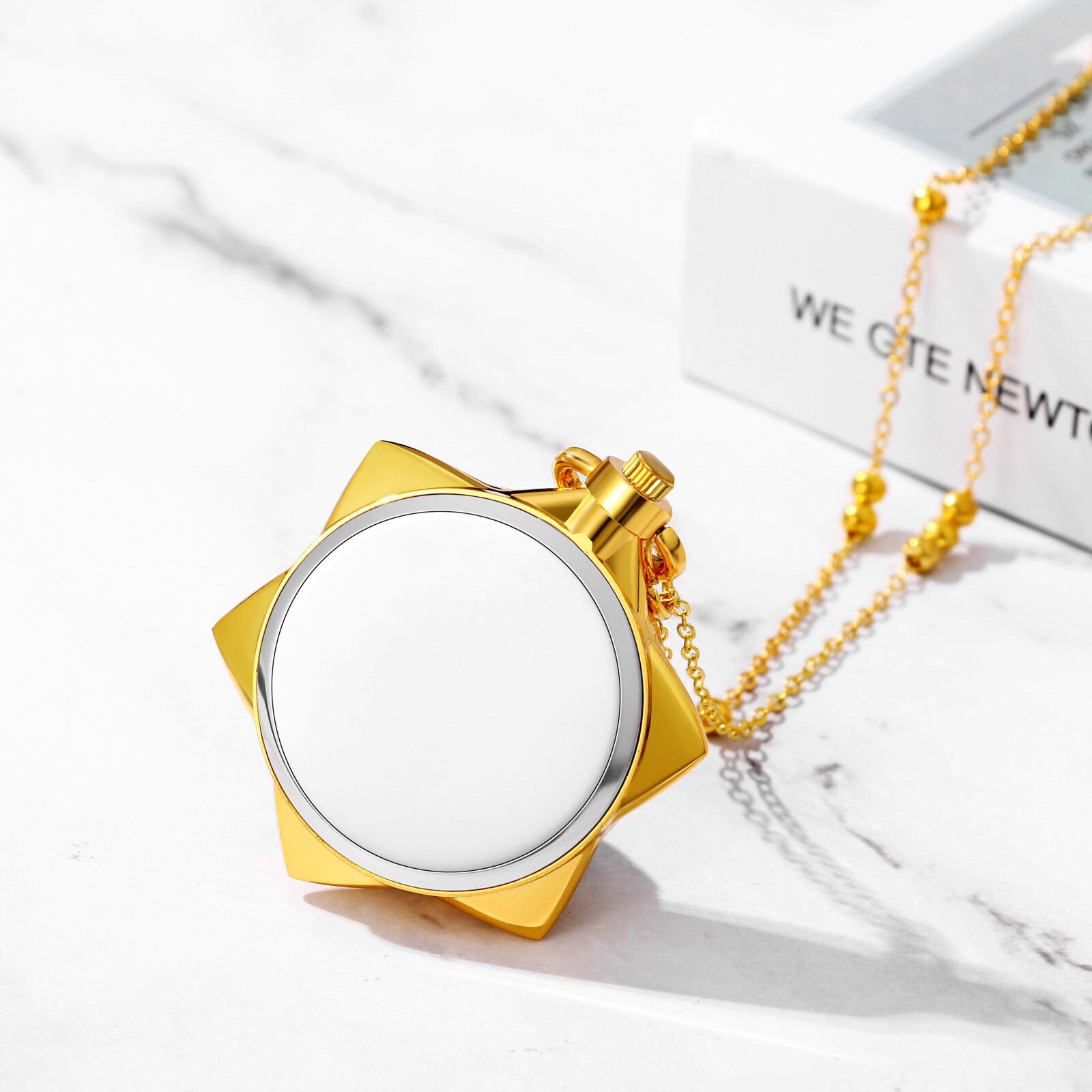 Women Girls Hexagram Quartz Pocket Watch Sailor Moon Star Hanging Watch Necklace