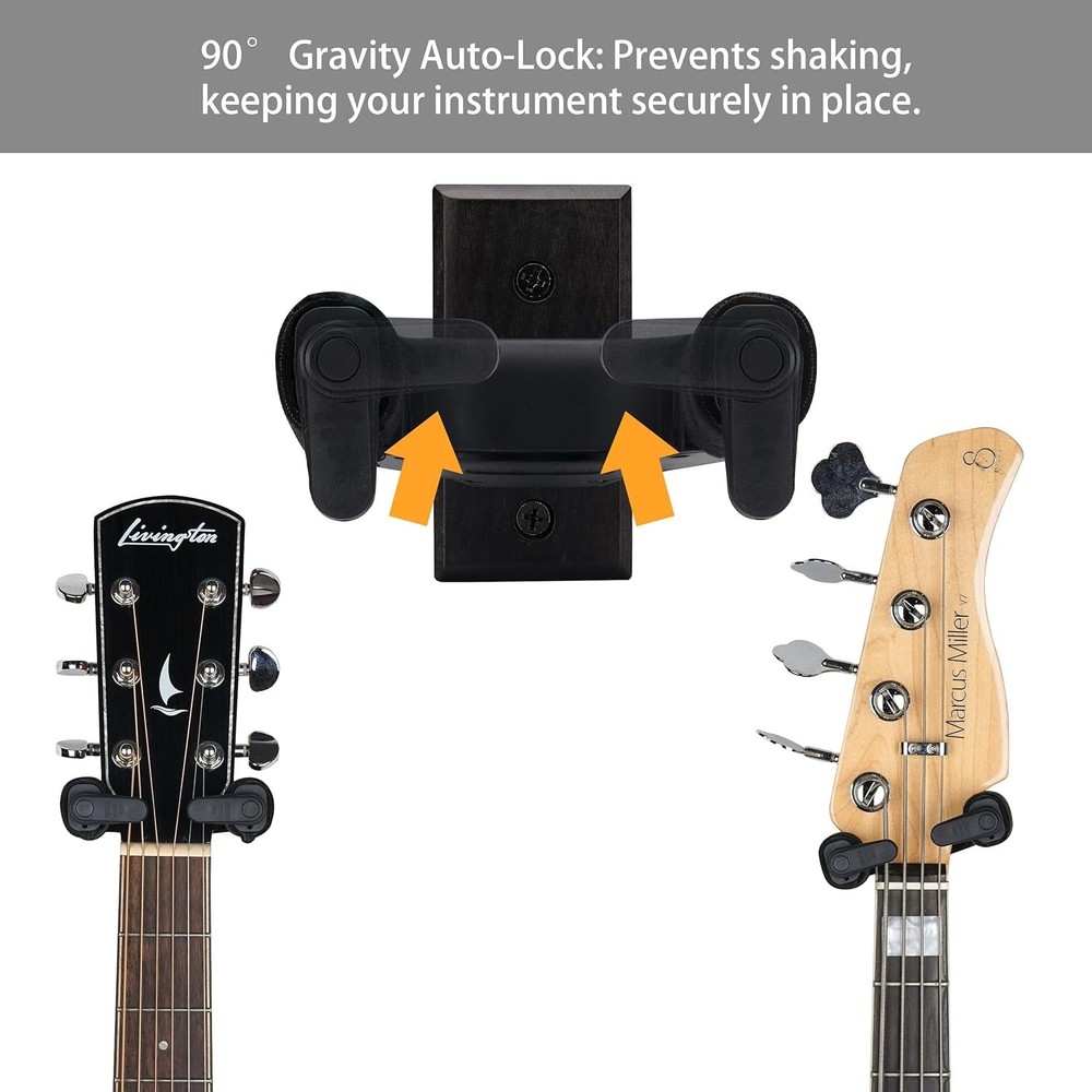 Adjustable Guitar Wall Mount Hanger with Auto Lock - For All String Instruments