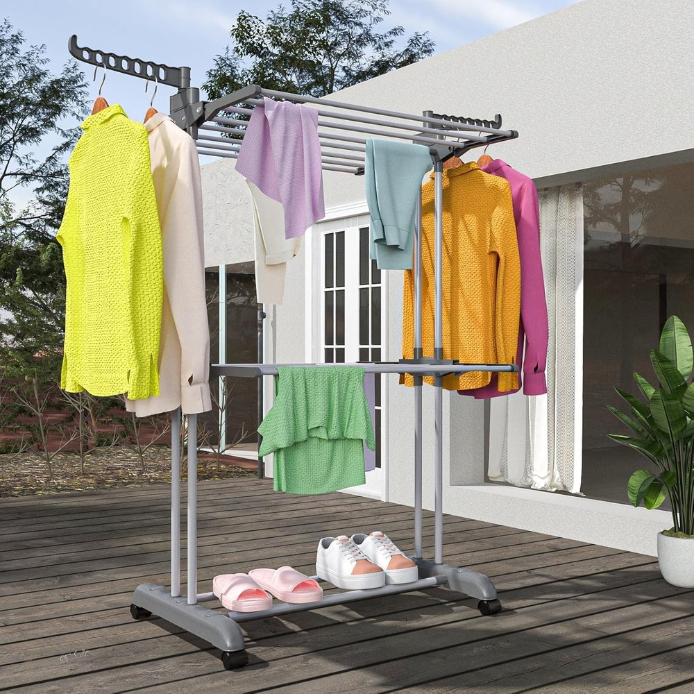 Foldable Stainless Steel Clothes Drying Rack - 3 Tier