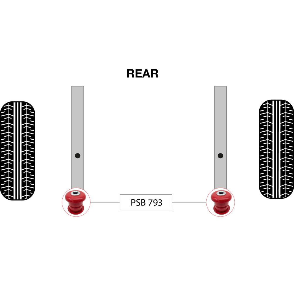 2x Ford Transit (14-23) Rear Spring - Rear Bushing PSB Polyurethane Bushing Kit