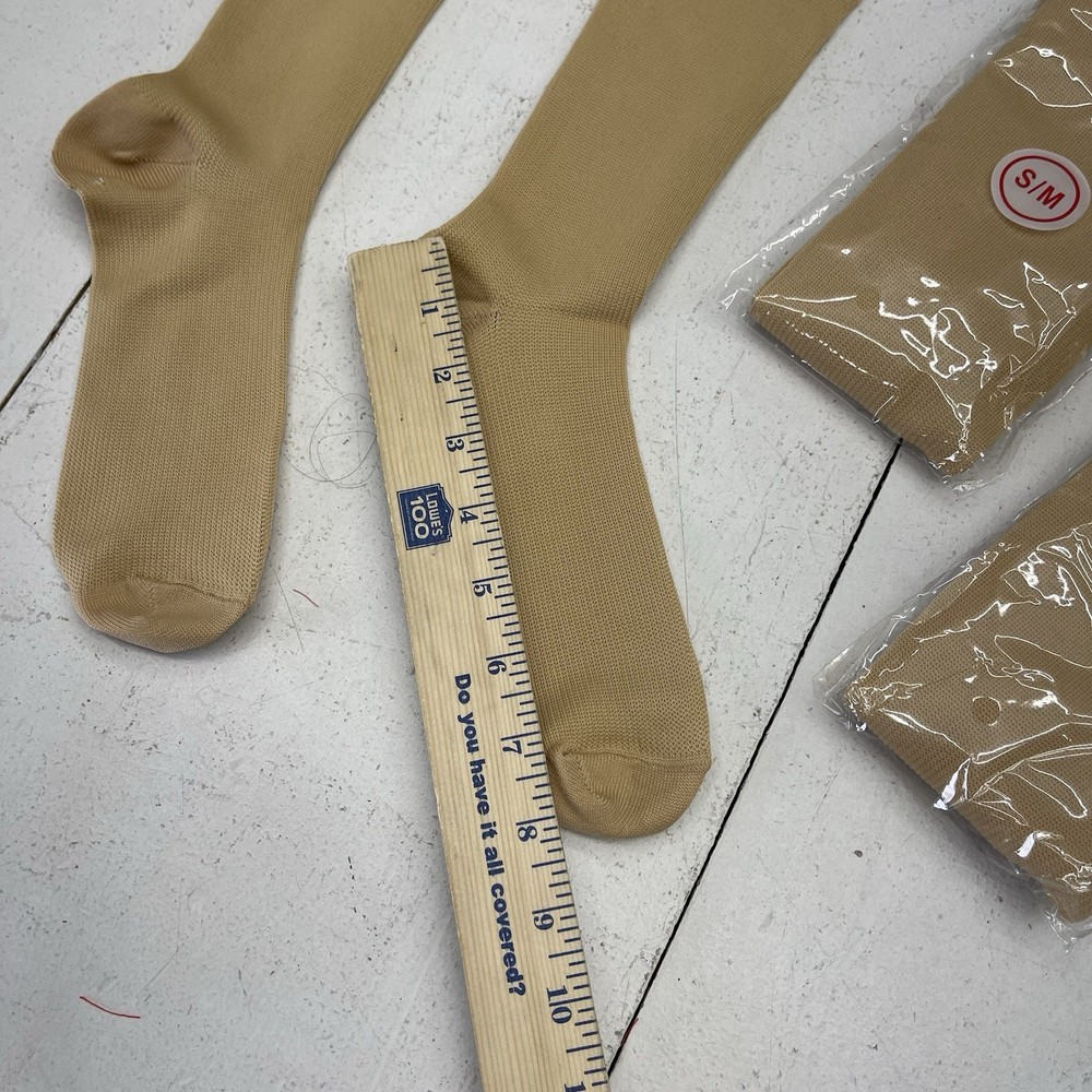 Beige 3 Pack High Compression Socks Unisex Adults Size Small/Medium