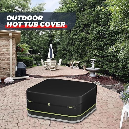 Safana Hot Tub Cover, Square, Outdoor SPA Pool Covers 90 x 90 Black