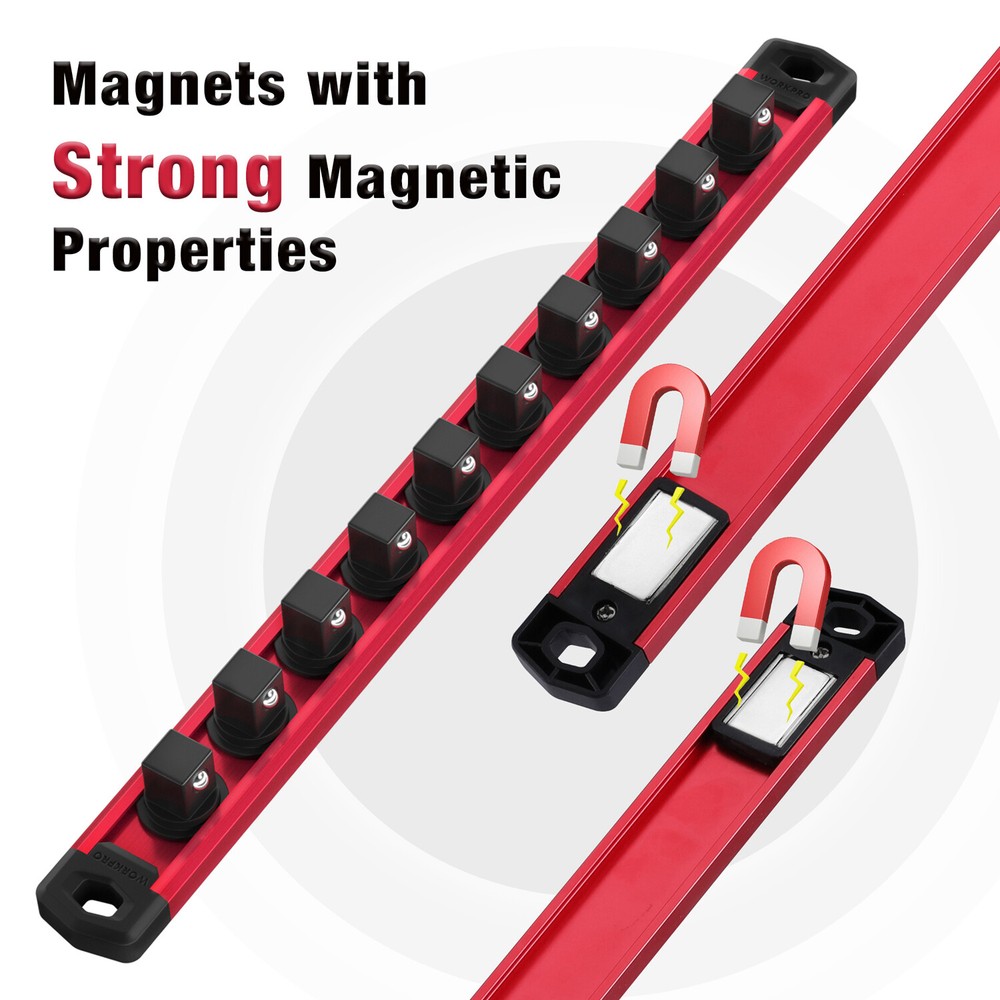 3-PACK 1/4" 3/8" 1/2" Drive Magnetic Socket Organizer Set Socket Holder Rack USA