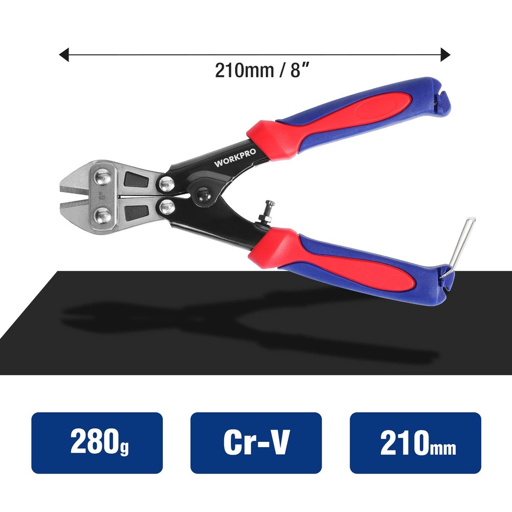 WORKPRO Mini Bolt Cutter 8-inch, Spring Loaded 8-inch/210mm, Multi-color