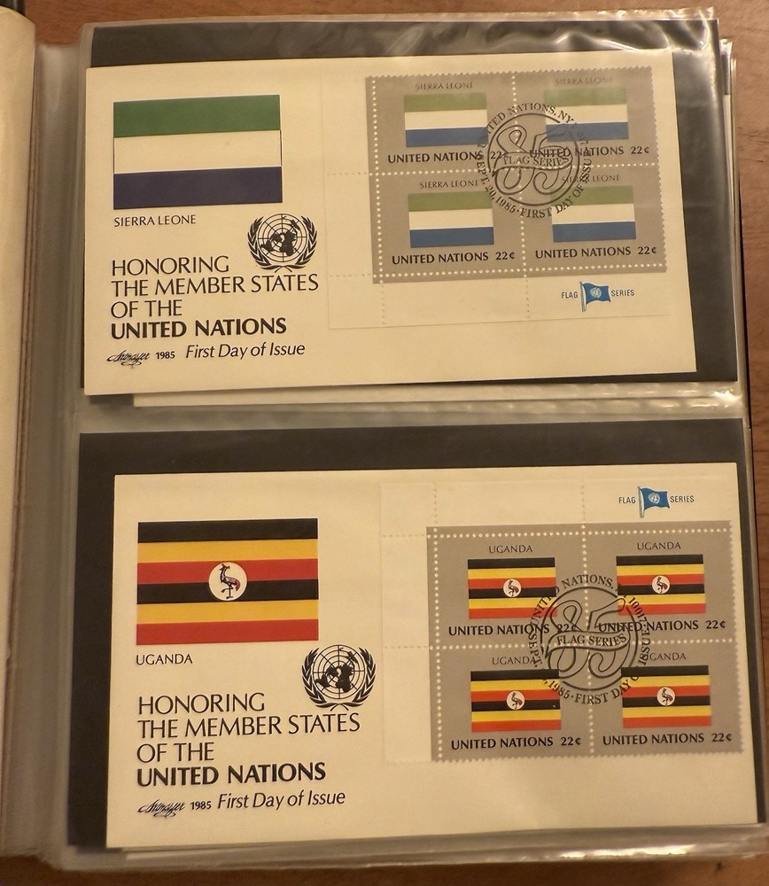 104 Mixed UNITED NATIONS First Day Covers Stamps 1985-1987 W/ Binder. Rare Lot