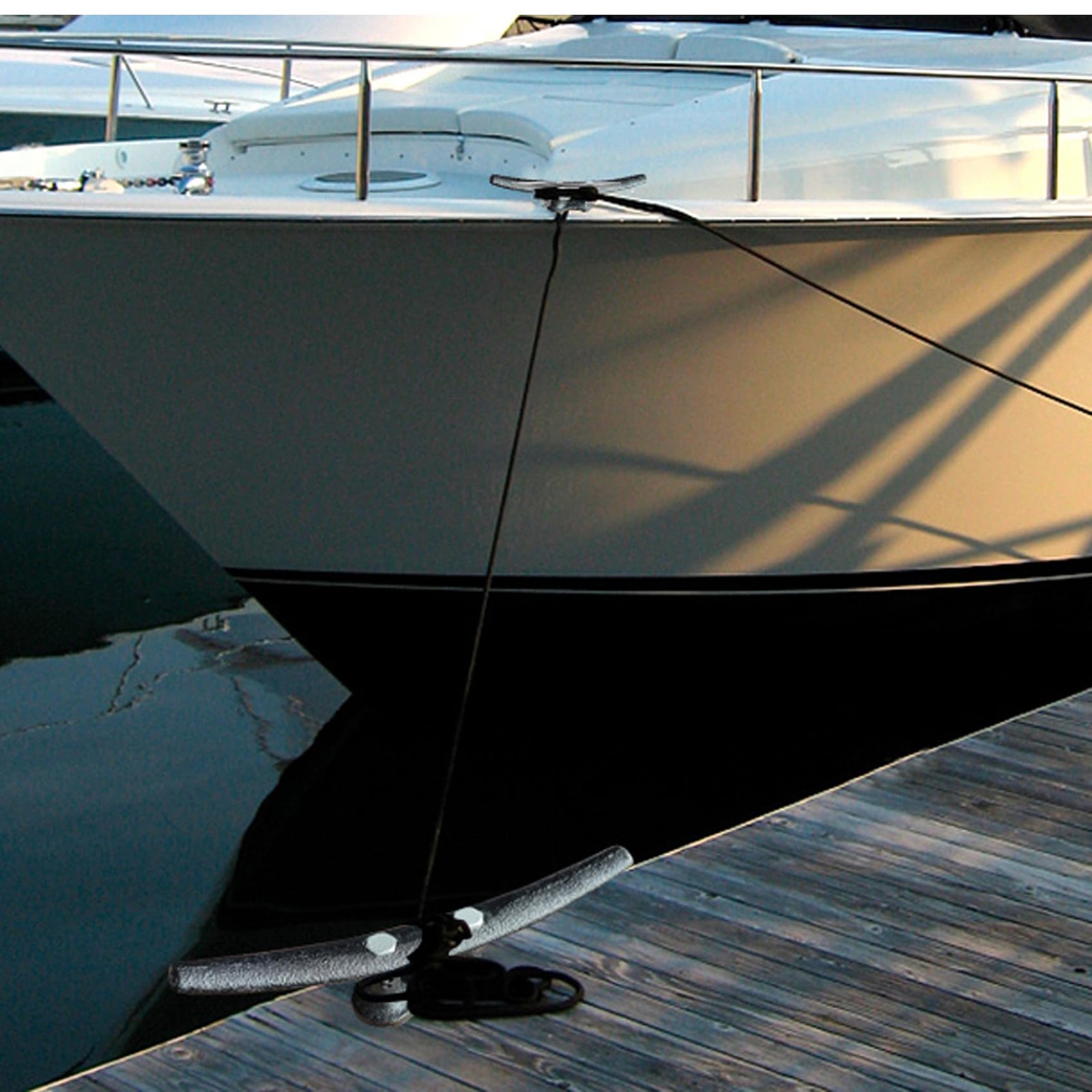 Boat Cleats 8 inch 2 PackElectrophoretic Coated Black Boat Dock Cleats Rope C...