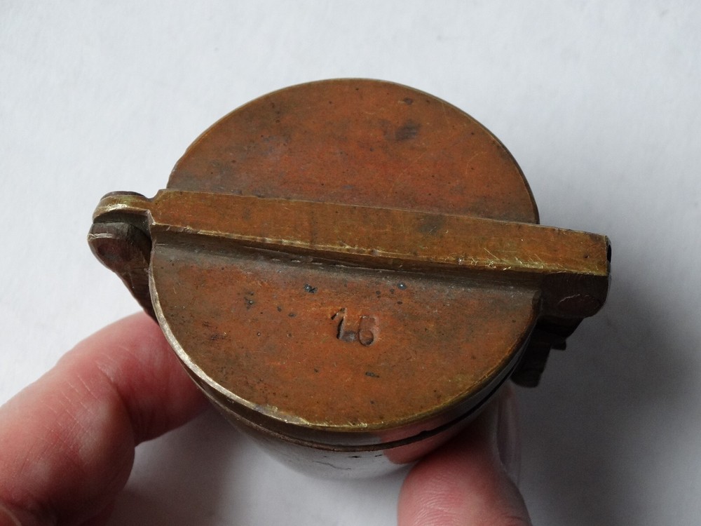 Antique (~18th c) Spanish Solid Brass Lidded Case, for Nested Weigth Set Medical