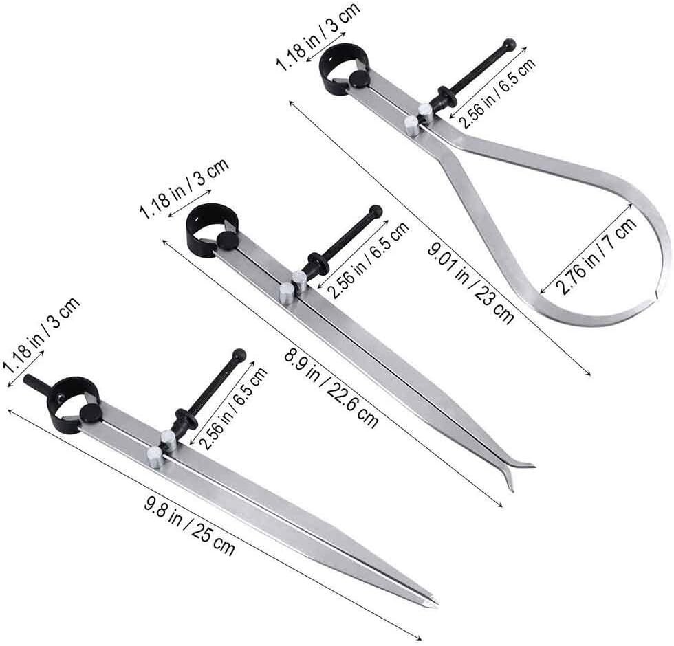 8-Inch Spring Caliper Set - Durable Precision Measuring Tools in Stainless Steel