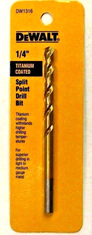DeWalt DW1316 1/4" Titanium Coated Twist Split Point Drill Bit