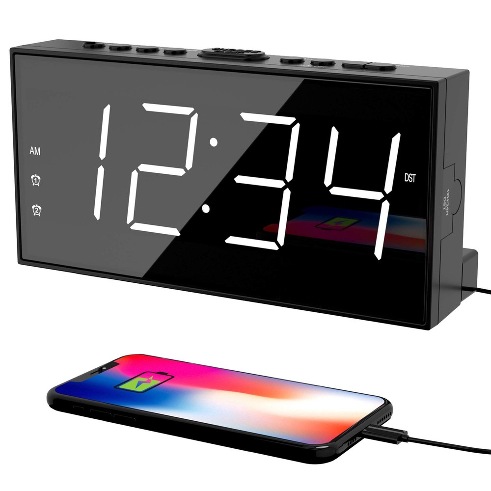 Alarm Clock for Bedroom, 2 Alarms Loud LED Big Display Plug in Simple Basic D...