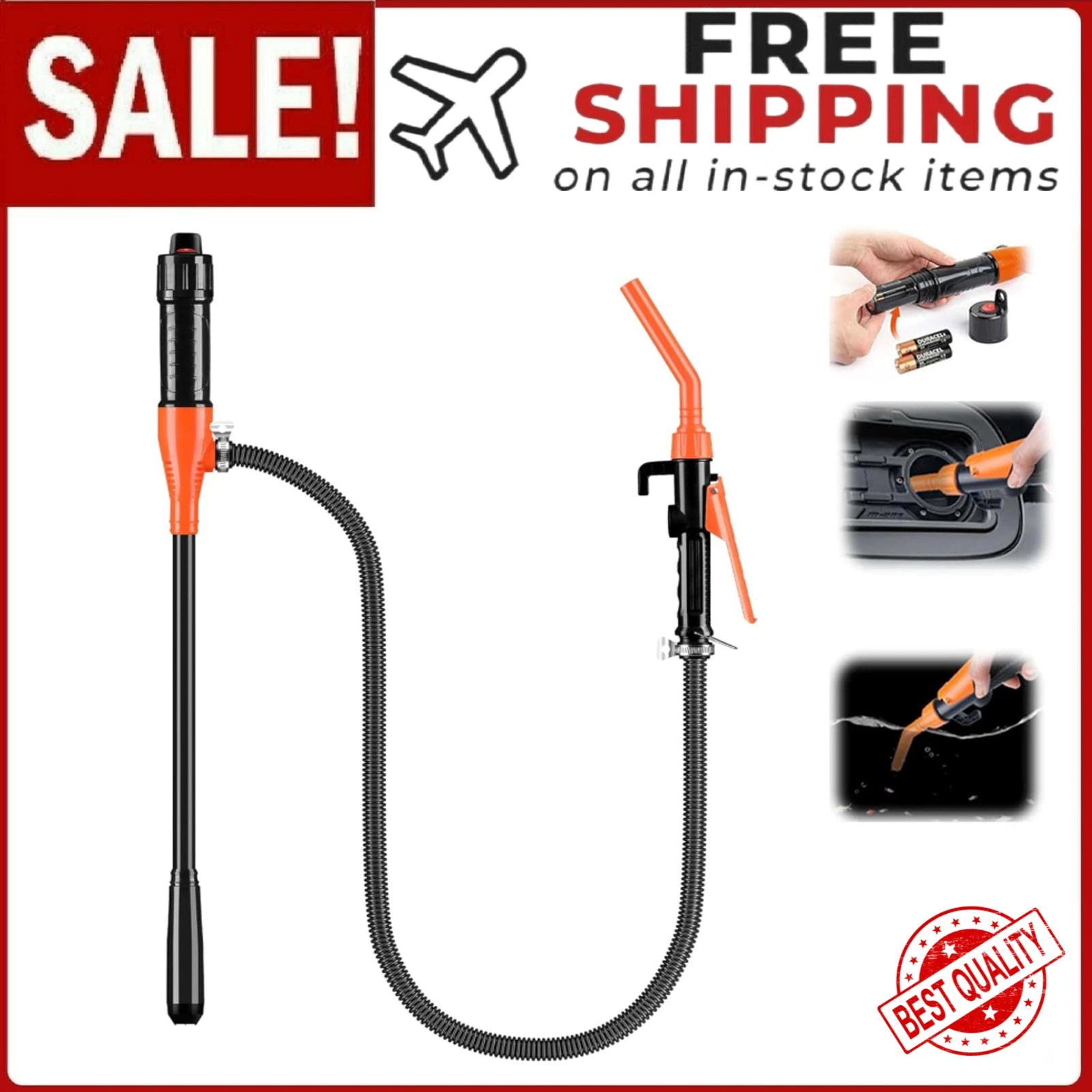 Battery Powered Electric Fuel Transfer Pump Portable Gas Oil Liquid Pump-