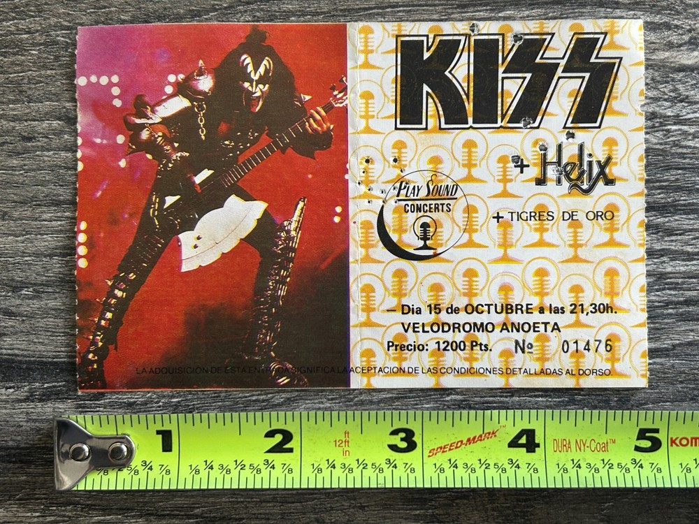 KISS FULL TICKET STUB Spain Oct 15 1983 Lick It Up Concert Tour Vintage Kiss