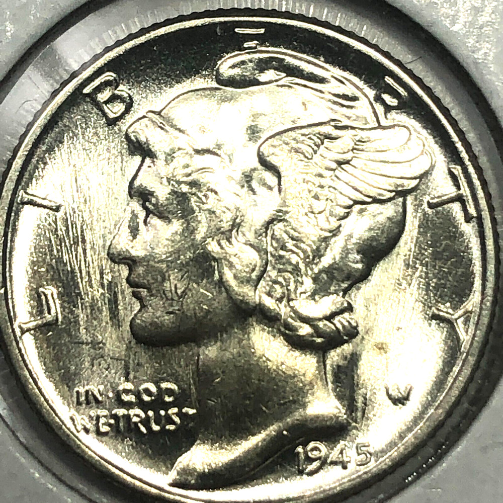 1945  Uncirculated Mercury Silver Dime -  Blazer #19427