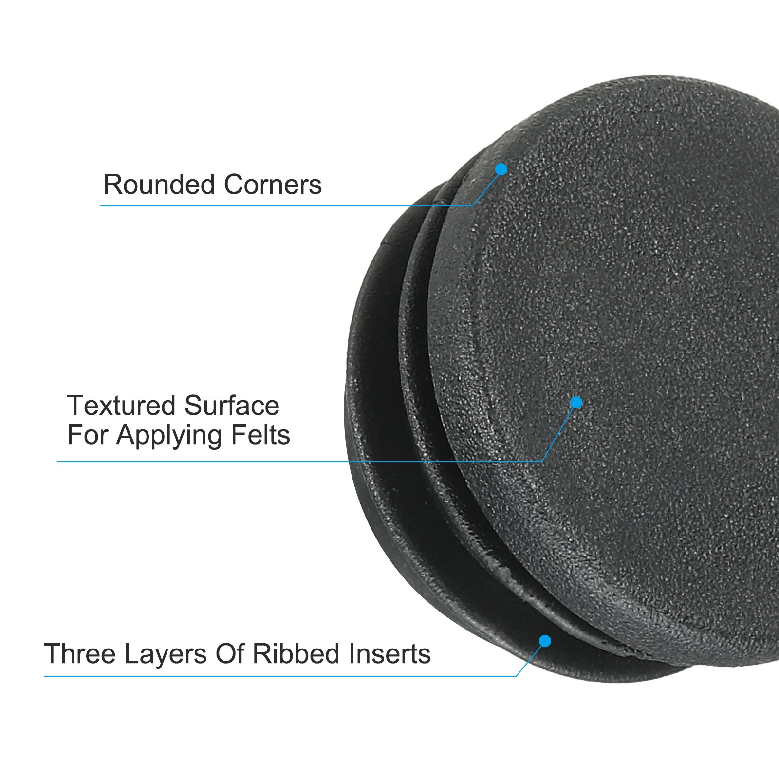 40Pcs 1.25" Plastic Tubing End Caps Round Hole Plug Insert Black