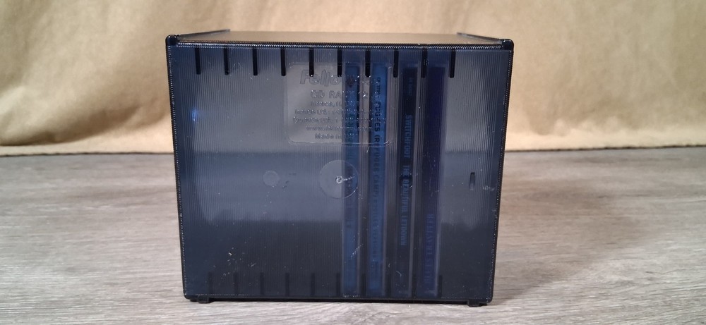 Fellowes CD Cube 12 CD Storage Rack Desktop Clear Blue Gray Fast Shipping