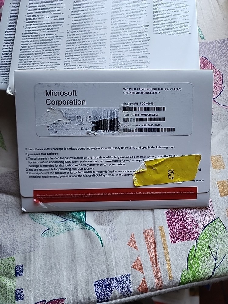 Microsoft Windows 8.1 64 Bit Update Media Included