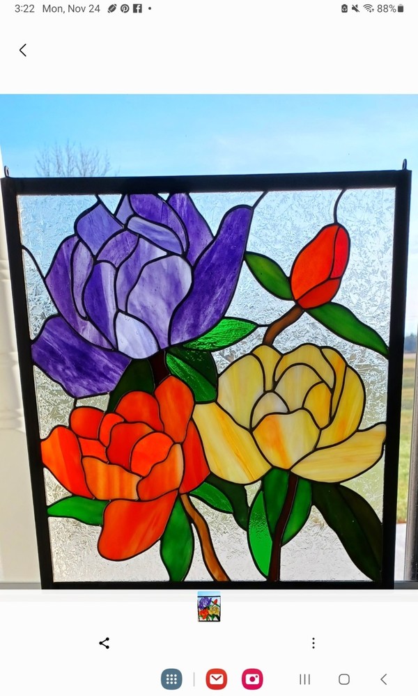 Brand New Handcrafted AUTHENTIC Stained Glass Panel