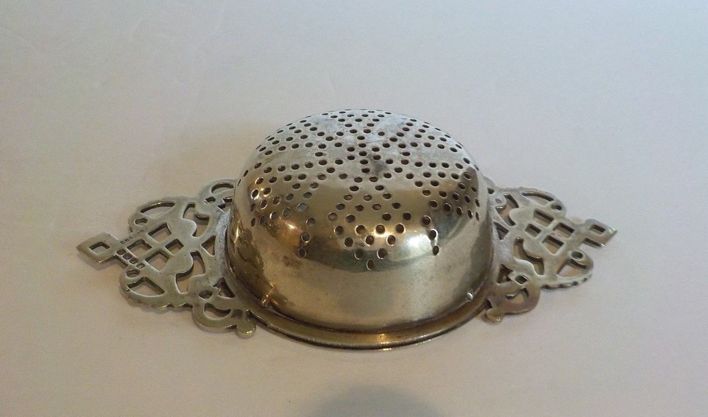 English EPNS Tea Strainer, Pierced Ends (#7)