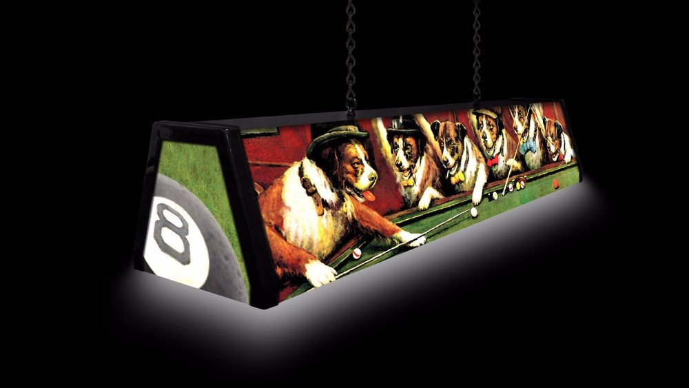 DOGS PLAYING POOL, Back lit Pool Table Light